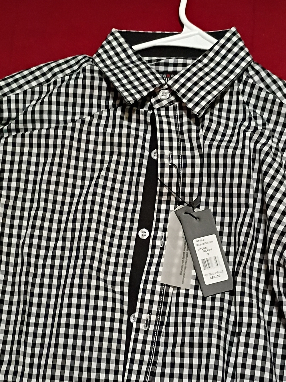 Galaxy By Harvic Black & White Gingham Dress Shirt